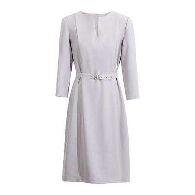 早春新款温柔淡紫漂亮通勤连衣裙