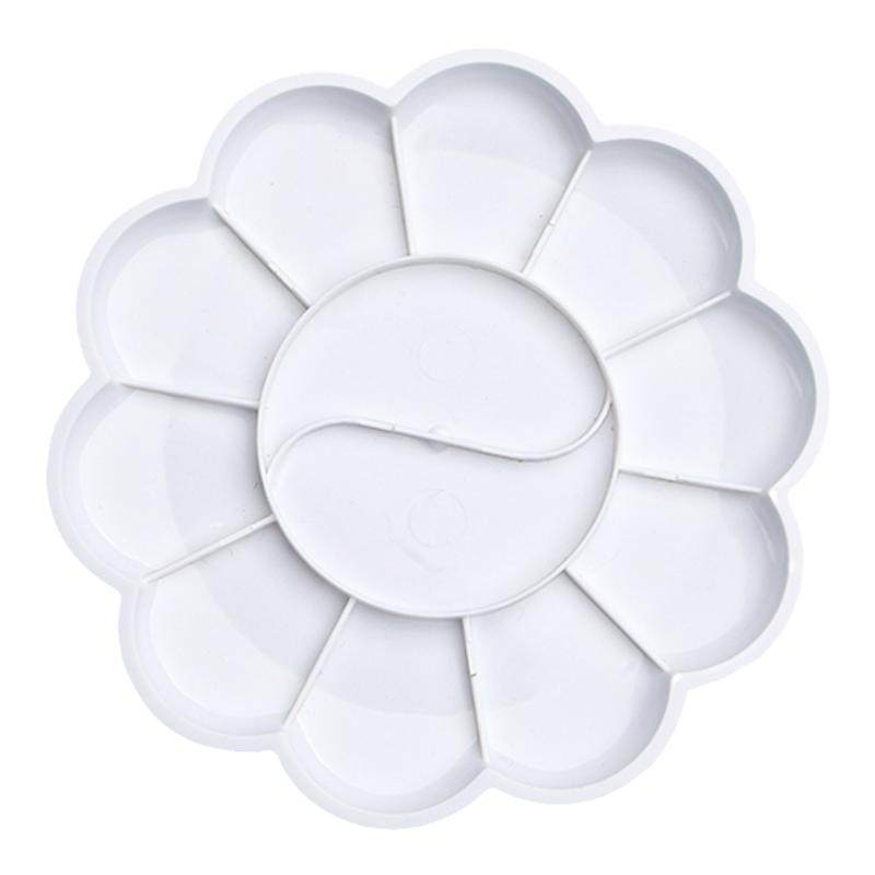 梅花形颜料调色盘碟12格加厚塑料调色盒绘画水粉颜料水彩丙烯国画调色板学生美术用圆形分格调色碟大号梅花盘