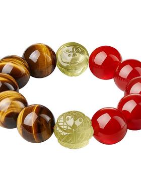 红玛瑙虎眼石手串黄水晶六合生肖