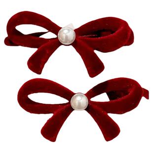 儿童新年红色蝴蝶结发夹女童秋冬高级感女孩侧边刘海碎发夹子头饰