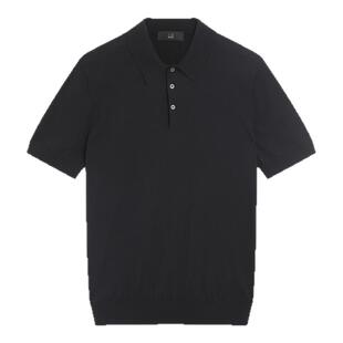 dunhill登喜路男海军蓝棉丝短袖Polo衫春夏