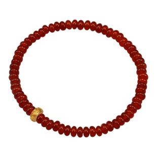 足金999小克重转运珠黄金红玛瑙情侣手链细手串生日新年礼物女生