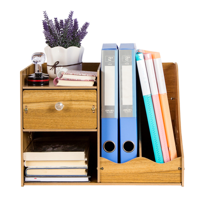 收纳盒抽屉式创意文具木制书立