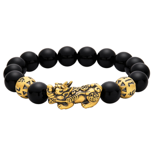 黑金招财貔貅金珠手串男款黄金转运珠黑金聚财纳福男手链七夕礼物