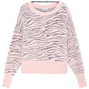Juicy Couture橘滋针织衫女斑马纹落肩宽松慵懒毛衣