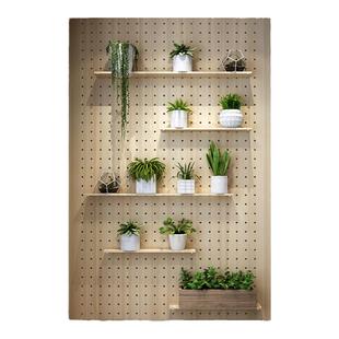 洞洞板实木定制入户玄关置物架客厅墙上搁板挂板装饰免打孔收纳架