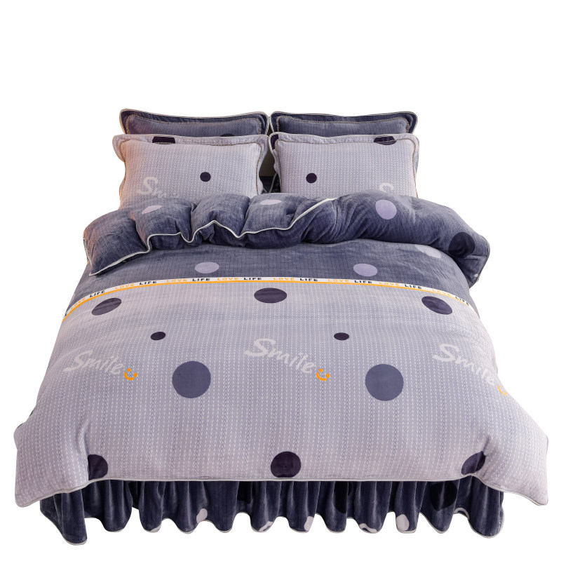 加厚牛奶绒床裙四件套珊瑚绒冬季