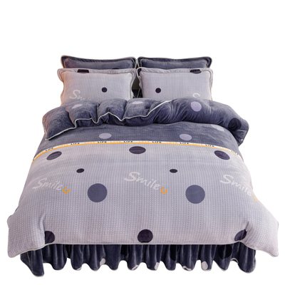 加厚牛奶绒床裙四件套珊瑚绒冬季