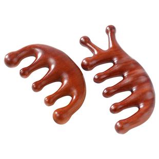 按摩梳檀木头部五爪经络梳子头皮疏通疗刮痧专用防静电男女士家用