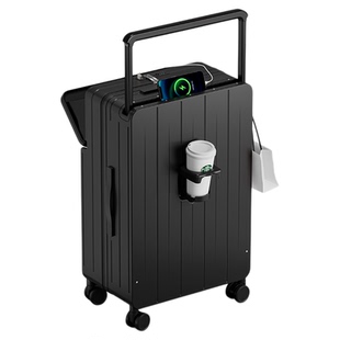 DTA2026新款行李箱前开盖女20寸小型登机箱黑色宽拉杆旅行箱男24