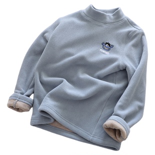 渺儿妈童品 男童加绒加厚卫衣儿童双层半高领保暖双面绒冬季打底