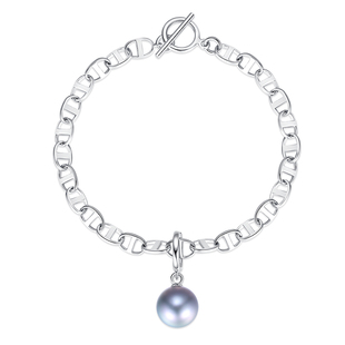 天然大溪地黑珍珠手链女猪鼻子精工纯银海水珍珠男女同款单珠手饰