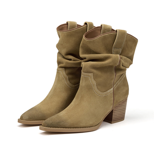 赵露思许妍同款|BREADTREE面包树西部风堆堆骑士靴长期主义单品