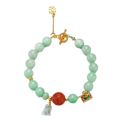 左戈原创天然翡翠满肉南红手链女