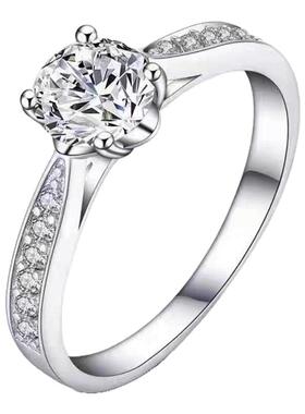 莫桑石微镶戒臂1克拉四爪戒指