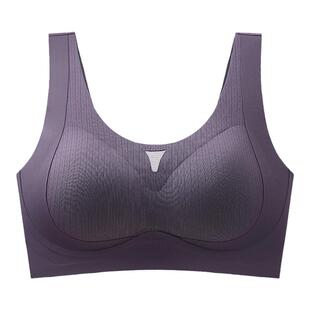 无痕美背心式内衣女无钢圈夏运动防震聚拢薄款大胸显小大码文胸罩