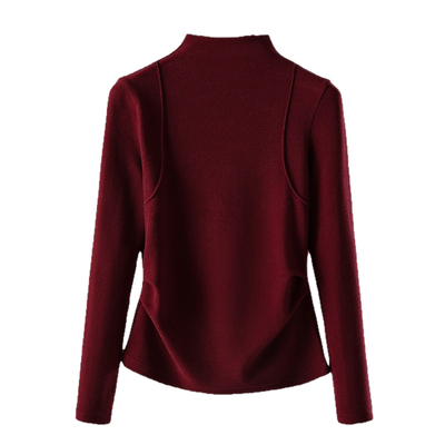 双面德绒半高领打底衫女2025秋冬新款加绒加厚内搭可外穿鱼骨上衣