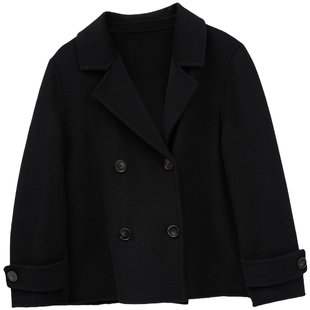 爱居兔短款通勤双面呢大衣2025年新款女简约舒适冬外套