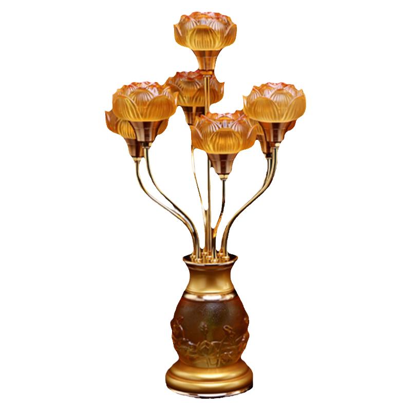 佛前七品莲花灯led琉璃供灯新款