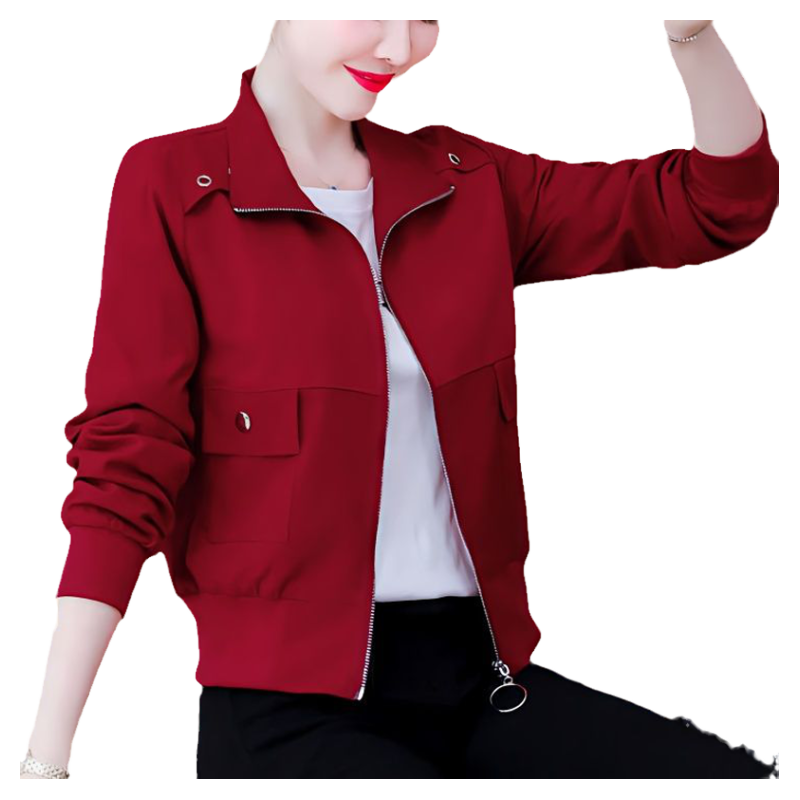 【双层加绒】女士短外套秋冬新款洋气时尚百搭棒球服小个子夹克女