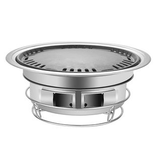 不锈钢烧烤炉户外家用圆形不粘烧烤盘木炭便捷烤肉炉野外烤炉烤架