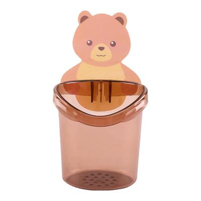 小熊牙刷置物架卫生间贴墙壁挂沥水卡通墙上收纳牙杯滤水简易简约