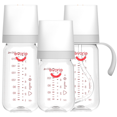 爱得利儿童吸管杯300ml玻璃奶瓶