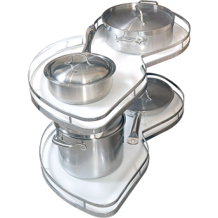 厨房橱柜拉篮转角飞碟拐角柜双层碗篮内置物架锅架篮小怪物收纳篮