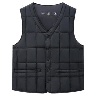 雅鹿羽绒马甲男内穿中老年90绒鸭绒背心爸爸加厚加大肥马夹坎肩冬