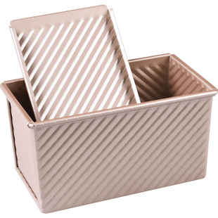 百钻波纹带盖吐司盒450g家用烤面包土司模具 烤箱用烘焙磨具工具