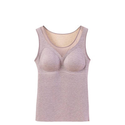 高定 石墨烯保暖背心女一体式免穿文胸自发热修身胸垫内衣上衣