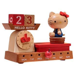 木质Sankyo音乐盒八音盒萌趣KT万年历桌面摆件少女心女生生日礼物