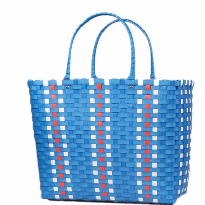 纯手工编织菜篮子包超大号大容量藤编大号塑料拼色托特包可定制