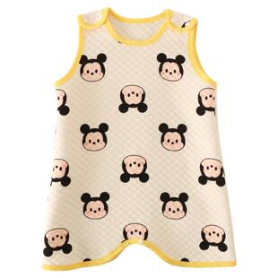 婴儿无袖睡袋宝宝背心式防踢被春秋冬款儿童连体马甲加厚护肚保暖