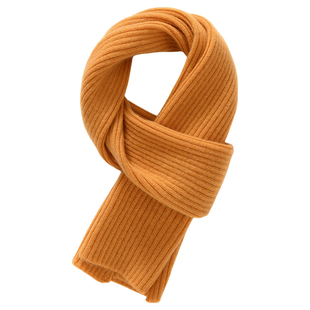 秋冬季山羊绒小围巾女抽条针织纯色韩版围脖百搭保暖护颈情侣亲子