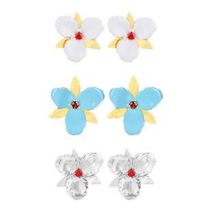 海陆同款daartemis达弥延龄草单花镶石耳坠新款磨砂