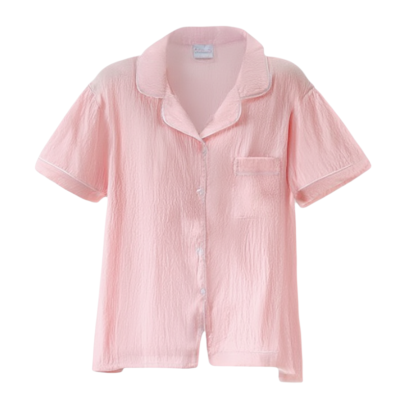 睡衣女新款夏季云朵棉宽松女士短袖开衫长裤家居服短裤空调服套装