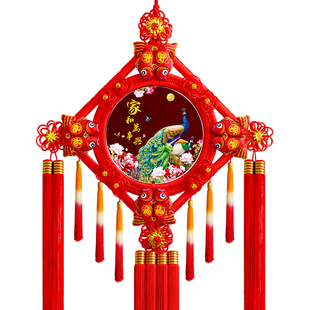 中国结挂件客厅大号福字桃木镇宅小平安节家居挂饰玄关装饰