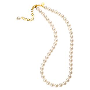 施家珍珠项链女澳白色纯银正圆不掉色小米粒法式复古锁骨链颈链