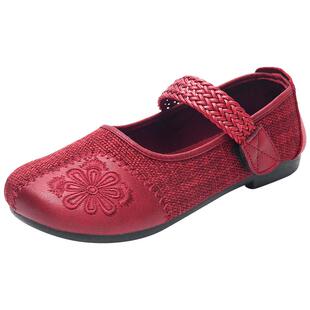 老北京布鞋女妈妈鞋软底防滑民族风复古老年奶奶鞋舒适老太太单鞋