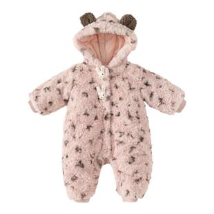 婴儿衣服宝宝冬季外出棉服新生儿连体衣幼儿加厚棉衣女宝保暖冬装