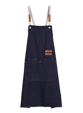 棉帆布围裙定制Logo印字可调节背带防水工作服餐饮专用咖啡奶茶店