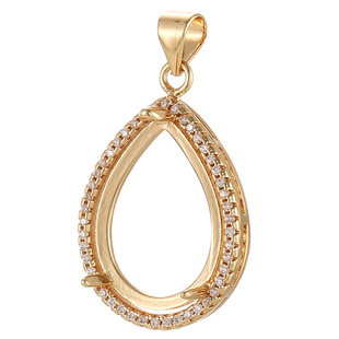 时尚日韩水滴形吊坠空托女配饰 18K金工艺镶嵌翡翠蜜蜡南红项坠托