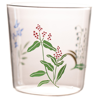 中古小花高硼硅玻璃杯 咖啡杯 茶杯 喝水杯饮料杯ins网红风复古