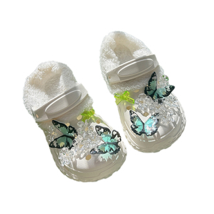 超好看女童加厚加绒保暖棉拖鞋女款防滑儿童洞洞鞋踩屎感2025新款