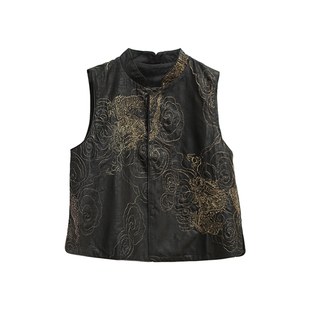 艾绘馆新中式复古金线绣工艺马甲背心女夏季休闲小众盘扣马夹坎肩