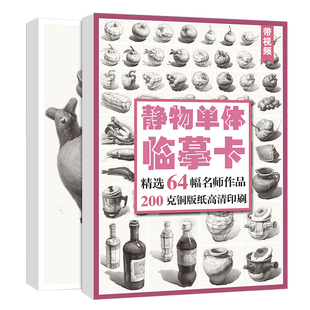 素描静物单体临摹卡 卡片画高清精微创意石膏组合形体结构几何体国美初级照片画册图片基础入门书教材教学美术绘画书籍图册步骤