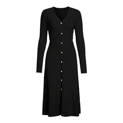 ELLASSAY歌力思秋冬新款羊毛高级感V领中长款打底毛衫连衣裙女