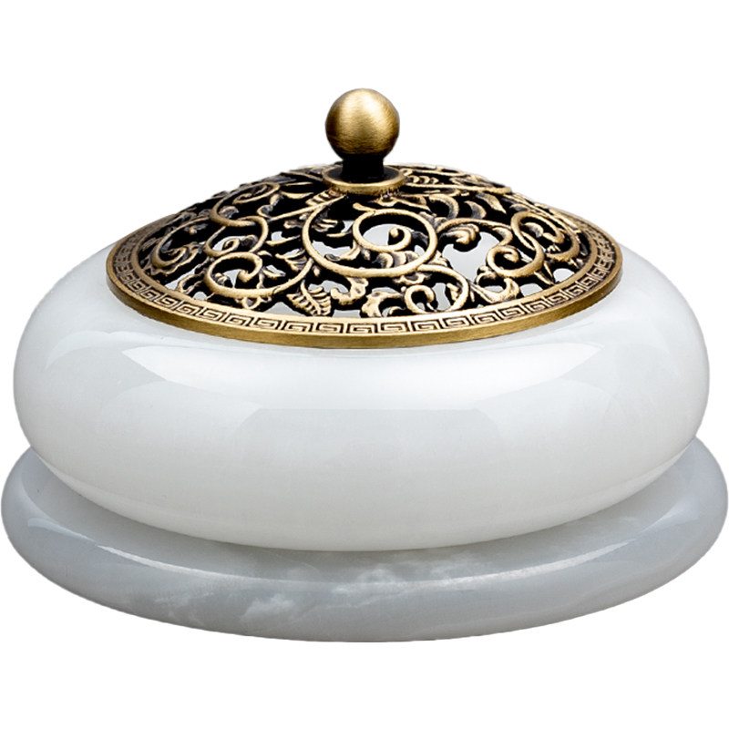 天然玉石香炉家用室内香薰炉檀香熏香炉茶道玉香篆炉子沉香盘香插