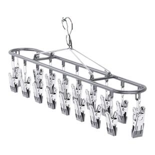 阳台晒袜子神器不锈钢学生宿舍防风挂架晾衣架多夹子内衣内裤专用